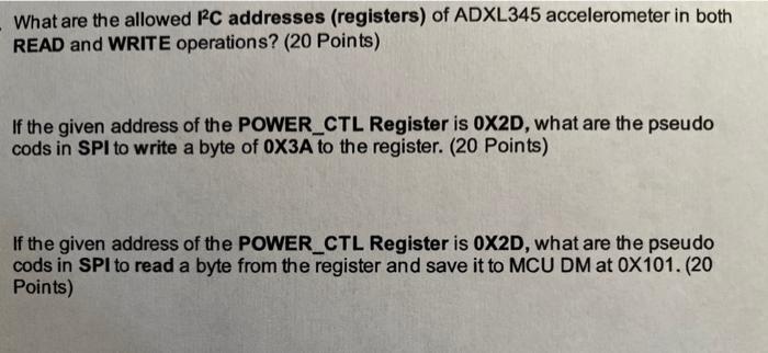 Solved What are the allowed 2C addresses (registers) of | Chegg.com