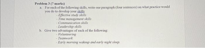 Solved Problem 3 (7 marks) a. For each of the following | Chegg.com