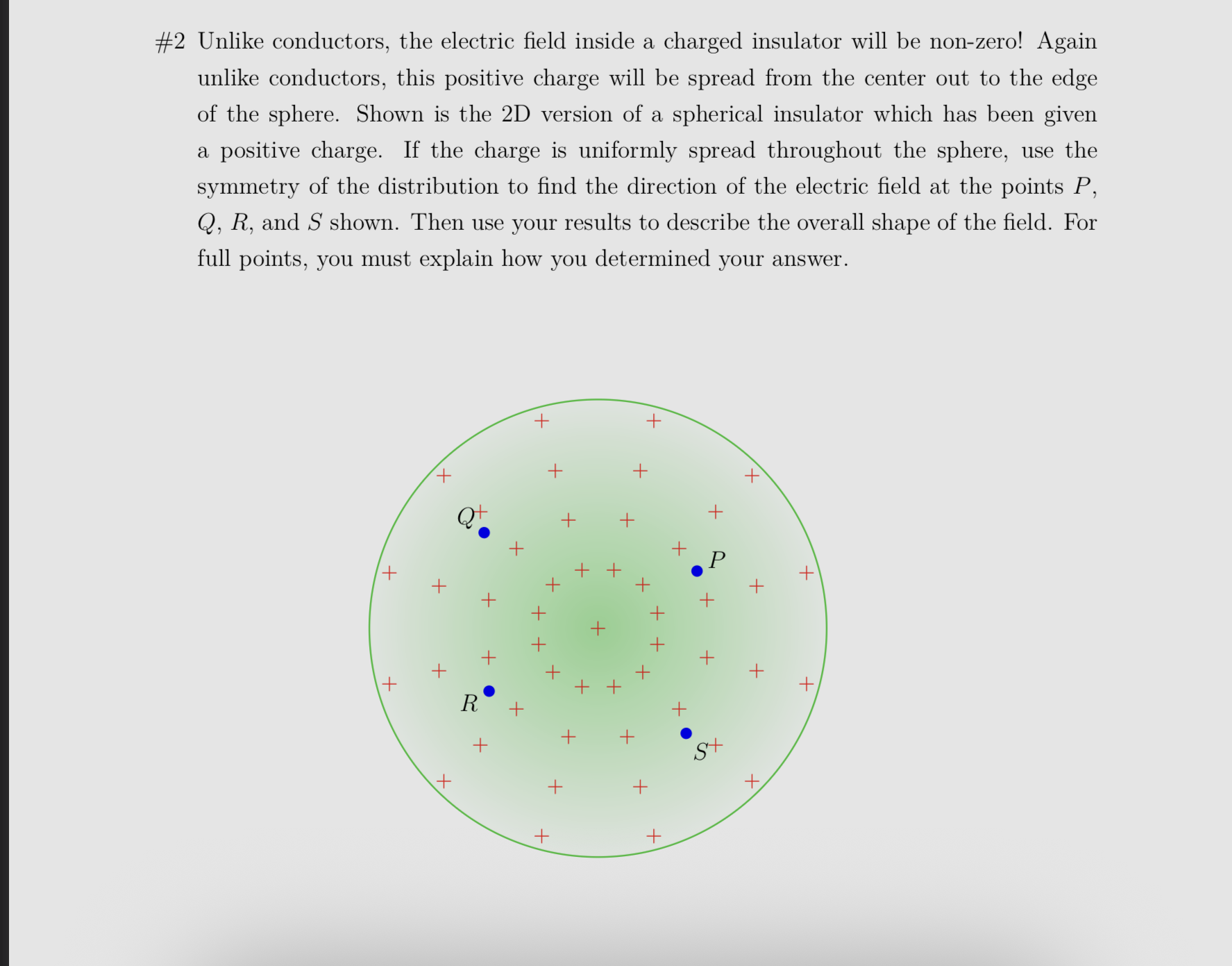 Solved \#2 ﻿Unlike conductors, the electric field inside a | Chegg.com