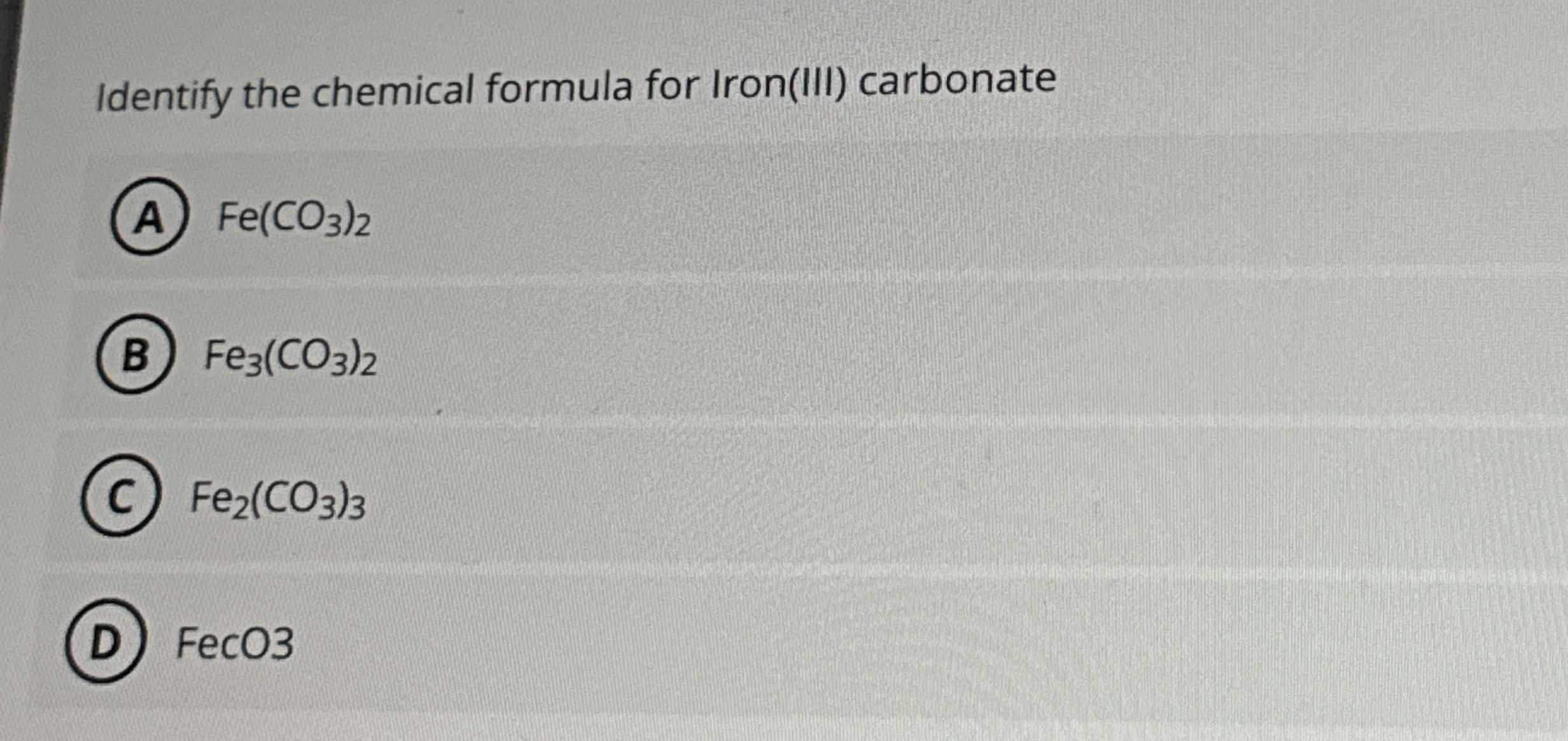 High Quality SOLUTION Identify the chemical formula for Iron(III ...