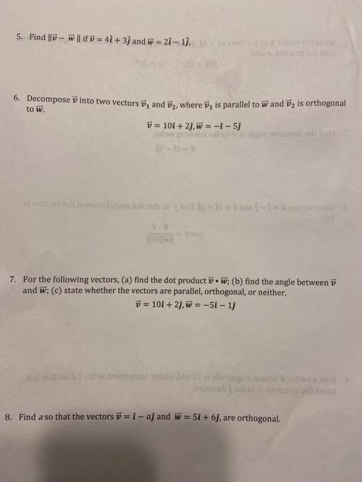 Solved 1 Write The Vector V In The Form Af Bj Given I Chegg Com