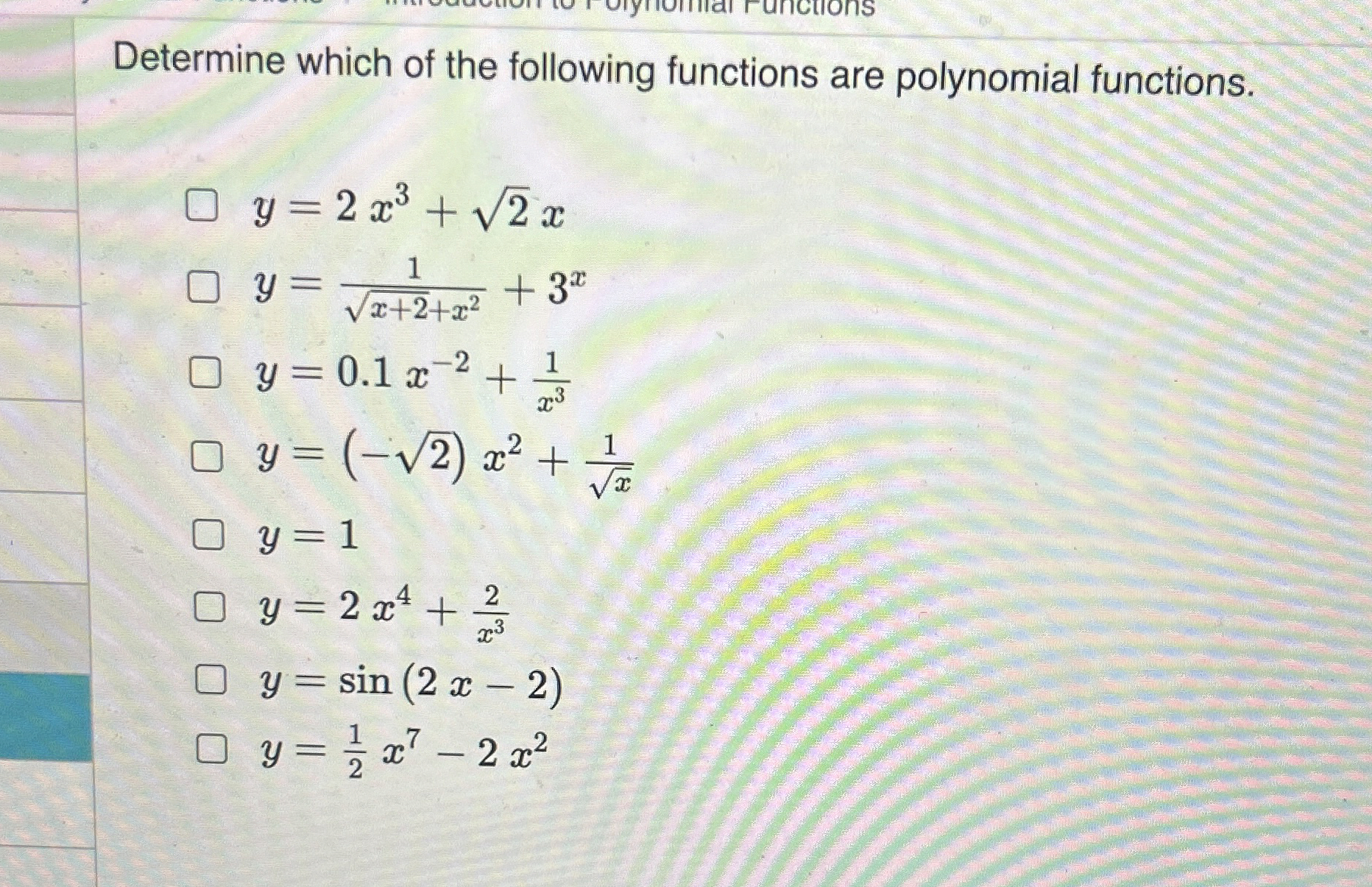 Solved Determine which of the following functions are | Chegg.com