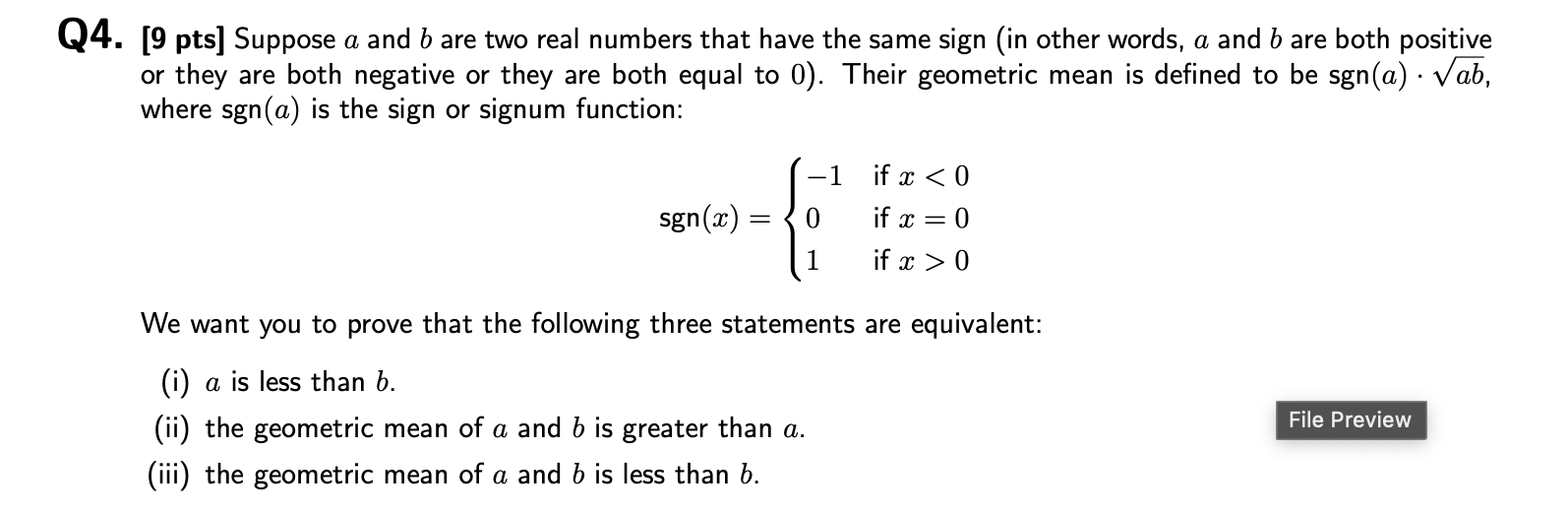 Solved Q4. [9 ﻿pts] ﻿Suppose A And B ﻿are Two Real Numbers | Chegg.com