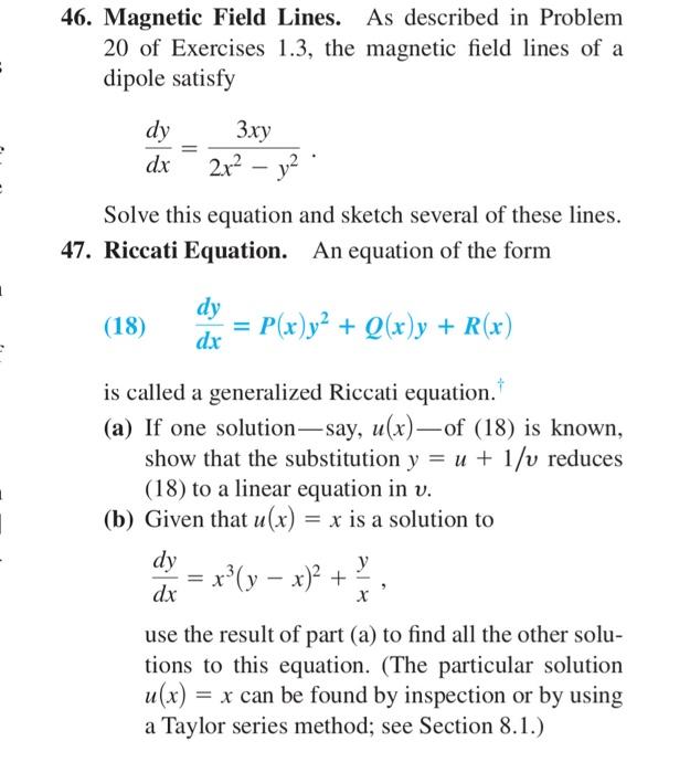 Solved 46. Magnetic Field Lines. As described in Problem 20 | Chegg.com