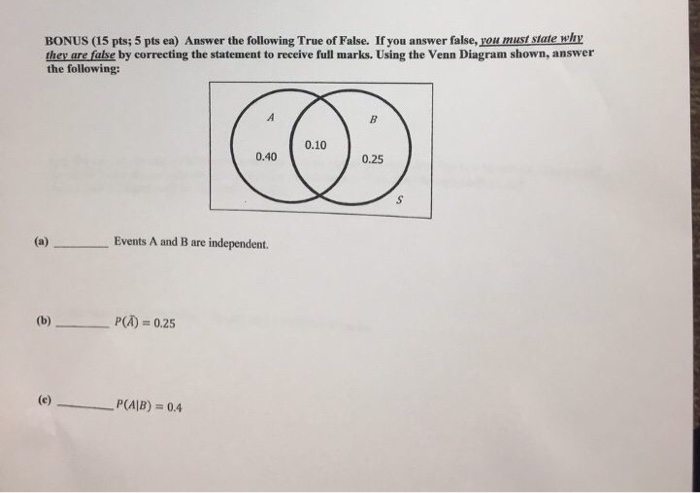 Solved BONUS (15 pts; 5 pts ea) Answer the following True of | Chegg.com
