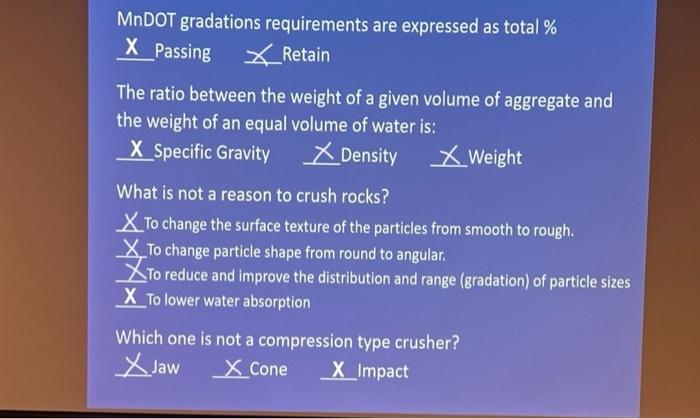 Solved MnDOT gradations requirements are expressed as total | Chegg.com