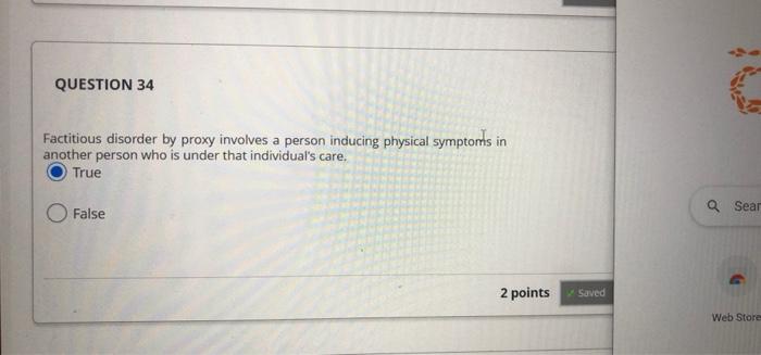 Solved QUESTION 34 Factitious disorder by proxy involves a | Chegg.com