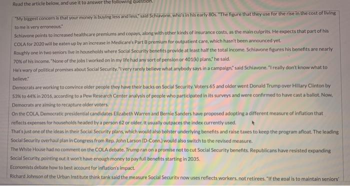 Solved Read the article below and use it to answer the | Chegg.com