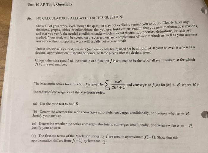 Solved 51. NO CALCULATOR IS ALLOWED FOR THIS QUESTION Show | Chegg.com