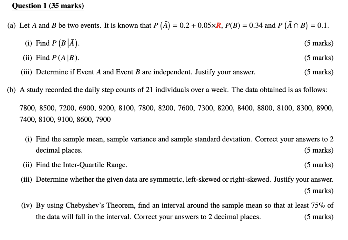 Solved Question 1 (35 ﻿marks) ﻿R=1(a) ﻿Let A and B ﻿be two | Chegg.com