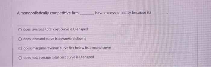 Solved A Monopolistically Competitive Firm Have Excess Chegg