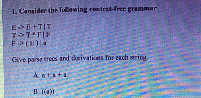 Solved 1. Consider the following context-free grammar | Chegg.com