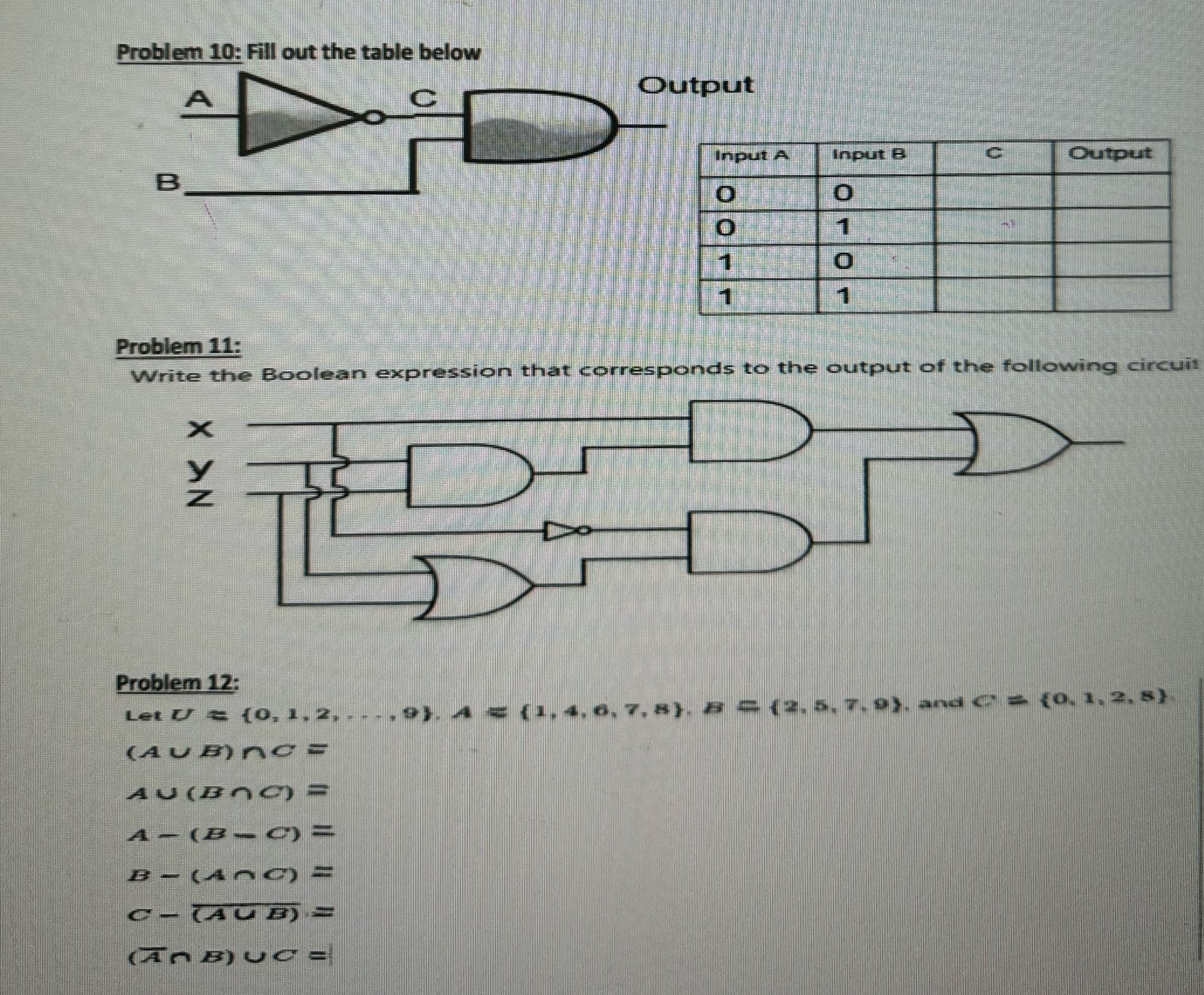 Solved Problem 10: Fill out the table | Chegg.com