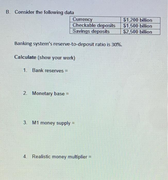 Solved B. Consider The Following Data Currency Checkable | Chegg.com