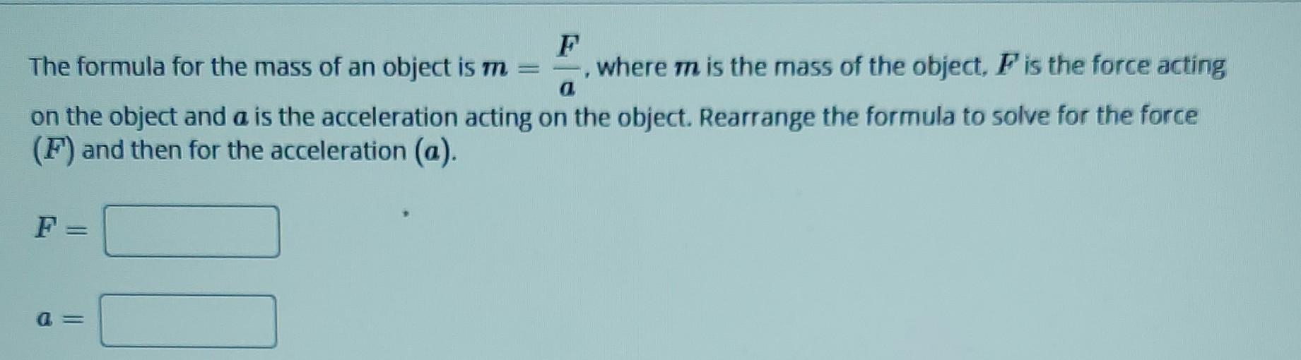 what is the formula for finding mass of an object