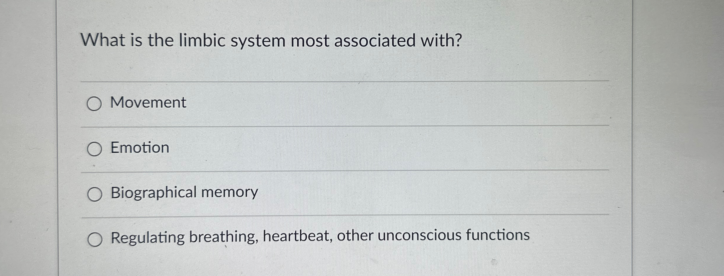Solved What Is The Limbic System Most Associated Chegg