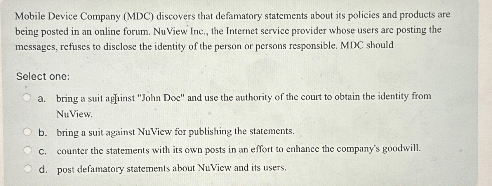 Solved Mobile Device Company (MDC) ﻿discovers that