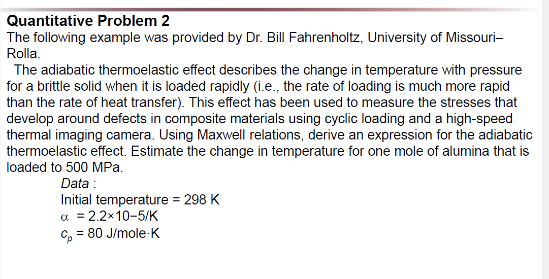 Solved Quantitative Problem 2 The following example was | Chegg.com