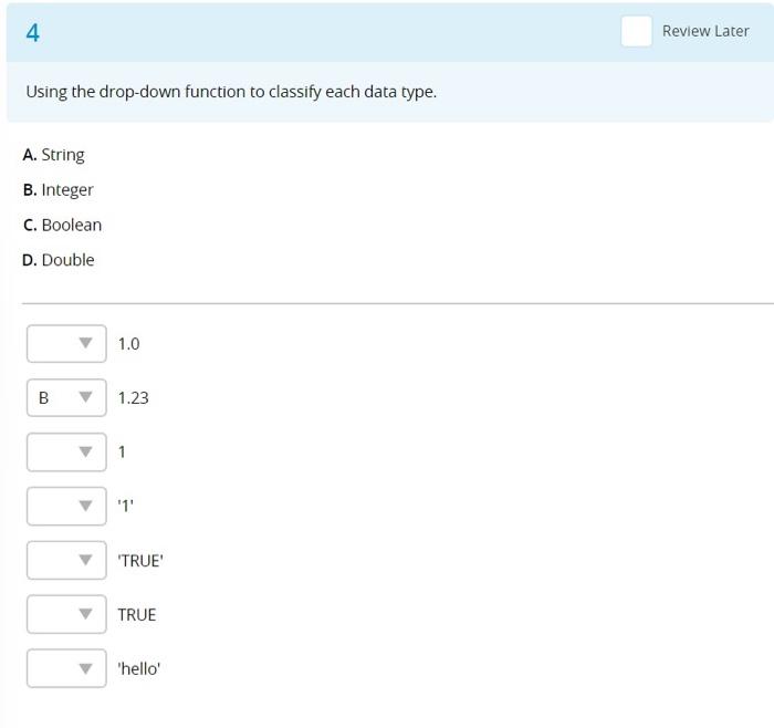 Solved 4 Review Later Using The Drop-down Function To | Chegg.com