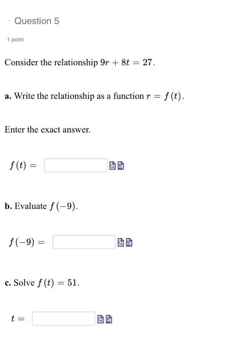 Solved Question 5 1 Point Consider The Relationship