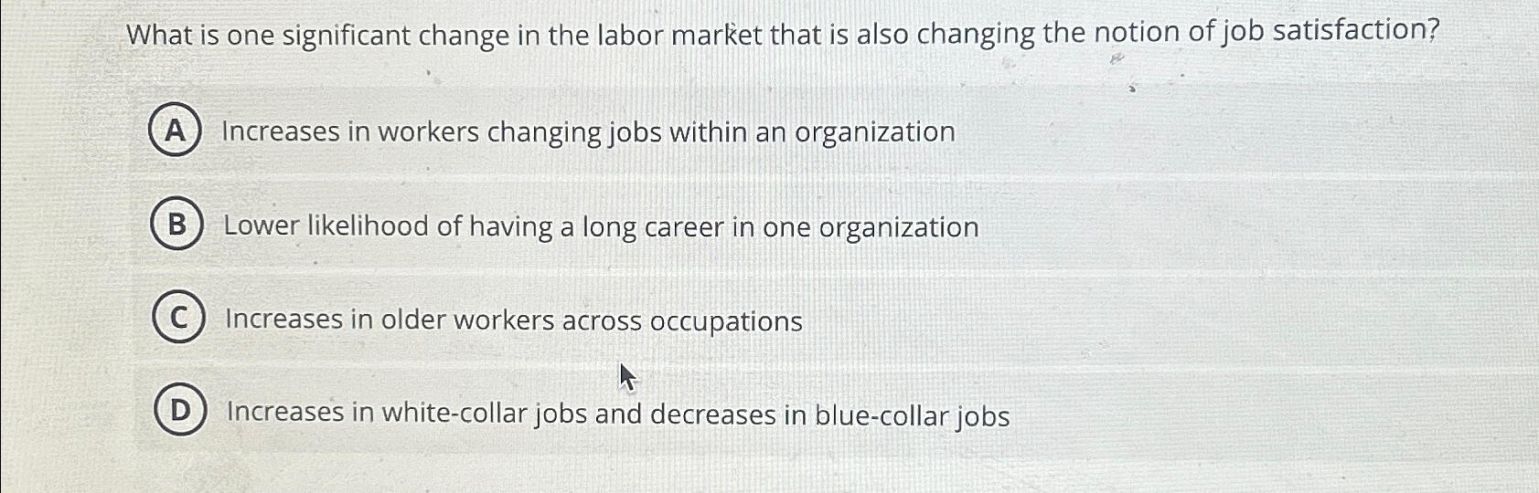 Solved What is one significant change in the labor market | Chegg.com