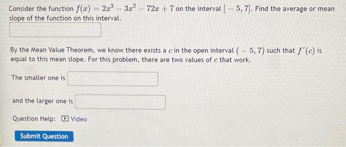 Solved Consider the function f(x) = 2 - 7x2 on the interval | Chegg.com
