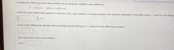 consider the following initial value problem to be | Chegg.com