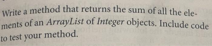 Solved ments of an ArrayList of Integer objects. Include | Chegg.com