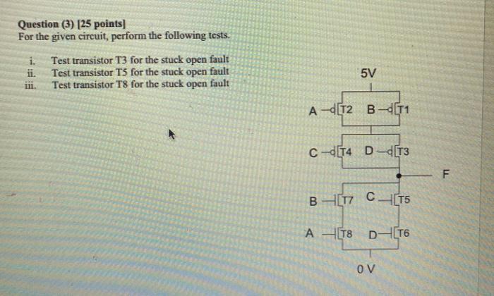 Solved Question 3 25 Points For The Given Circuit