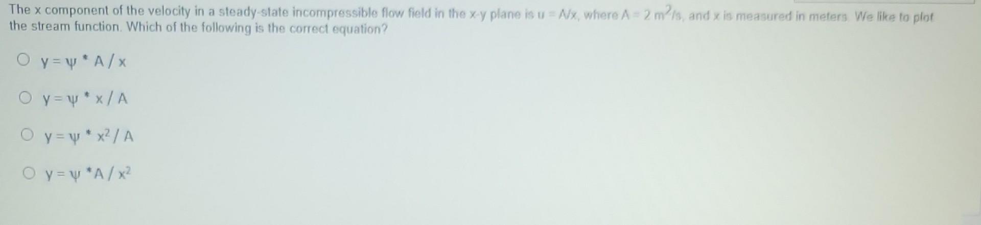 Solved The x component of the velocity in a steady-state | Chegg.com