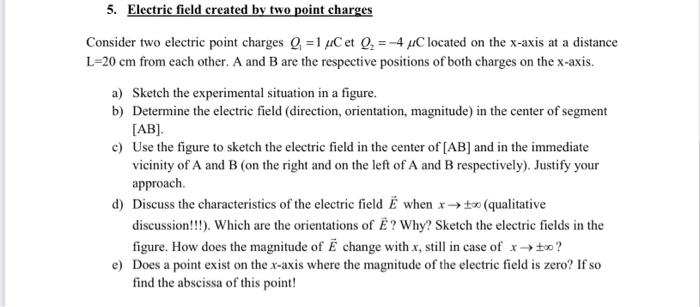 Solved 5. Electric field created by two point charges | Chegg.com