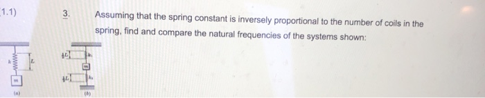 Solved 1.1) 3. Assuming that the spring constant is | Chegg.com