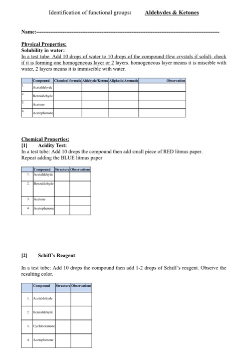 Solved Identification of functional groups: Aldehydes & | Chegg.com