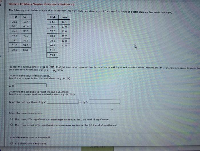 Solved Reserve Problems Chapter 10 Section 2 Problem 10 The | Chegg.com