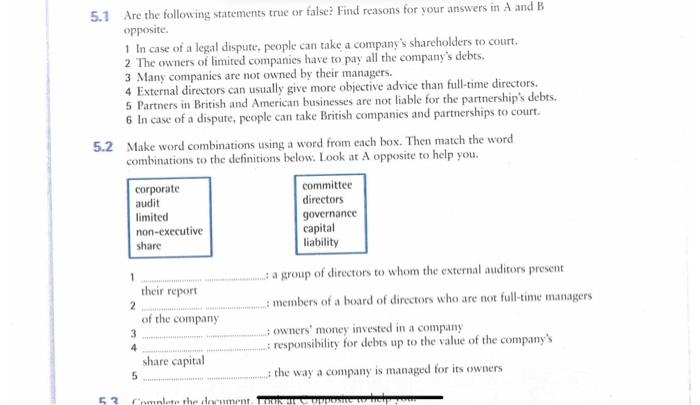 5.1 Are the following statements true or false? Find | Chegg.com