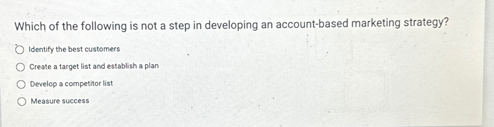 Solved Which of the following is not a step in developing an | Chegg.com