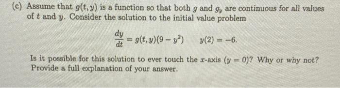 Solved Assume that g(t,y) is a function so that both g and | Chegg.com