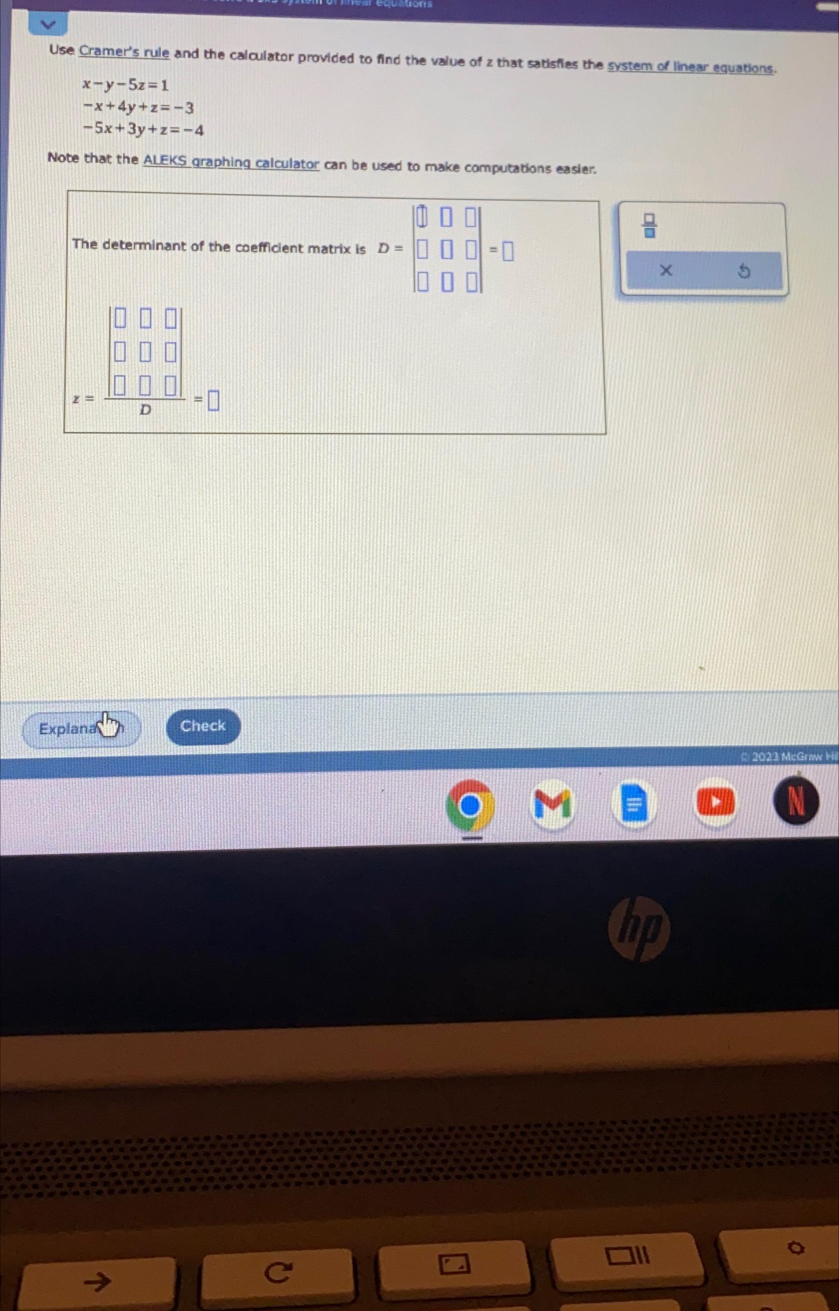 Solved Use Cramer's rule and the calculator provided to find