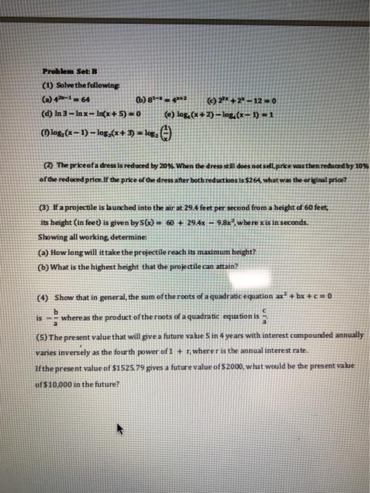 Solved Problem Set: B (1) Solve the following (a) 47-1 - 64 | Chegg.com