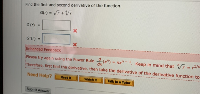 Solved Find The First And Second Derivative Of The Functi Chegg Com