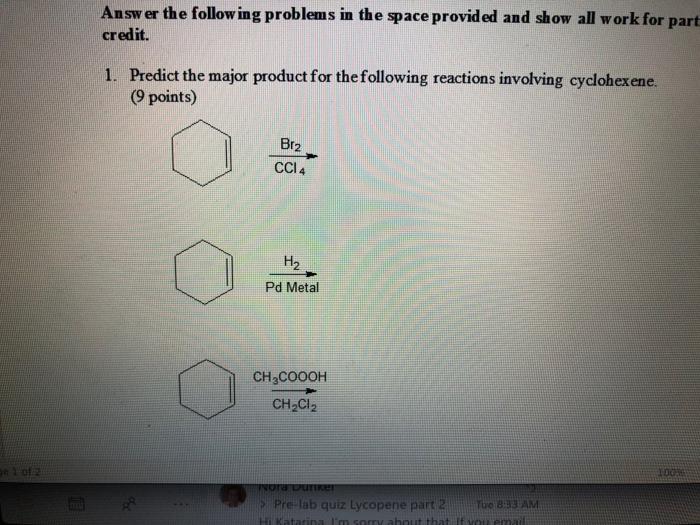 Solved CH3COOOH CH2Cl2 2. Predict the major product for | Chegg.com