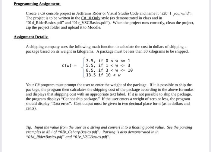 Solved Programming Assignment: Create a C# console project 