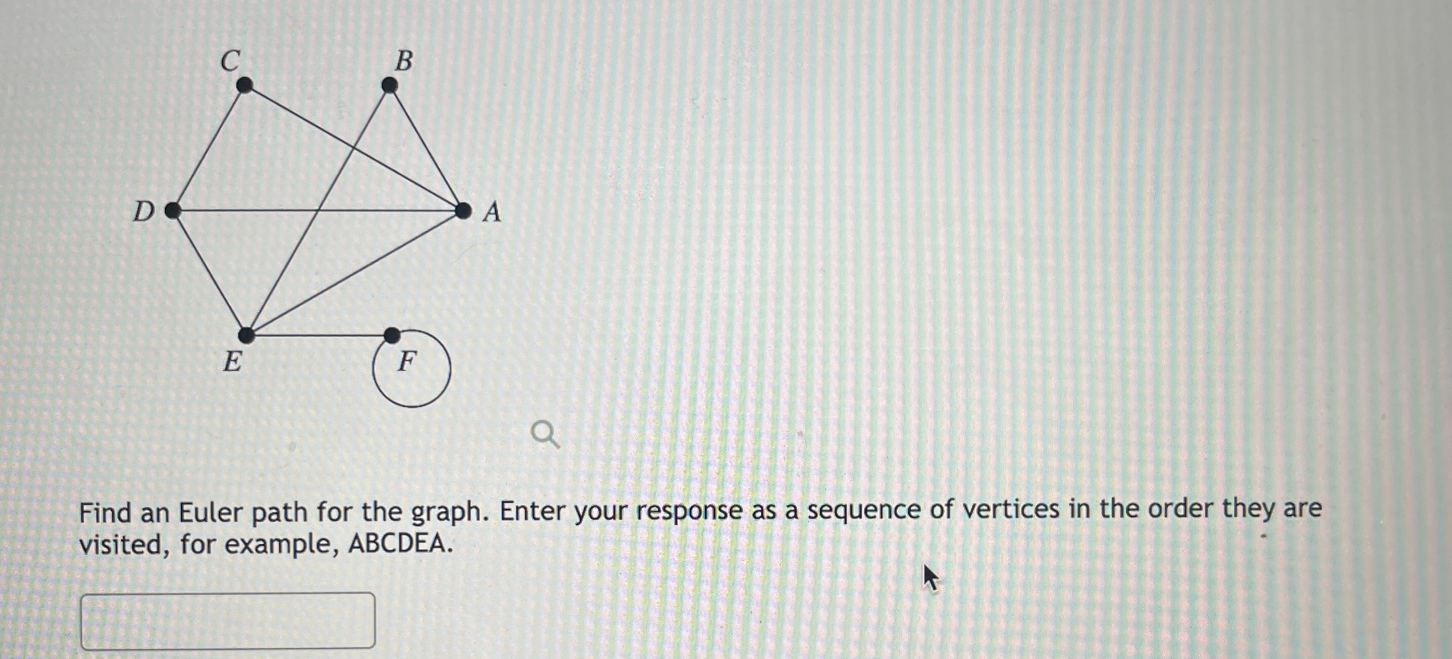 Solved Find an Euler path for the graph. Enter your response | Chegg.com