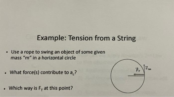 Solved Example: Tension from a String • Use a rope to swing | Chegg.com