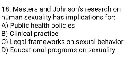 Solved Masters and Johnson s research on human sexuality has