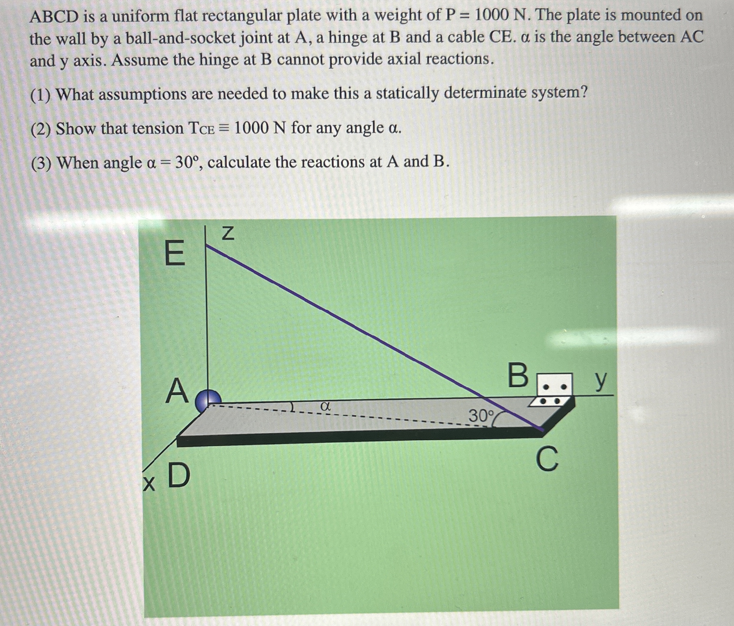 Solved ABCD is a uniform flat rectangular plate with a | Chegg.com