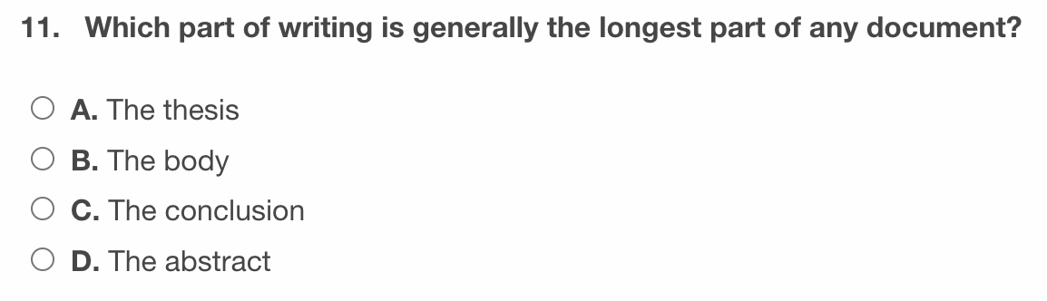 Solved Which part of writing is generally the longest part | Chegg.com