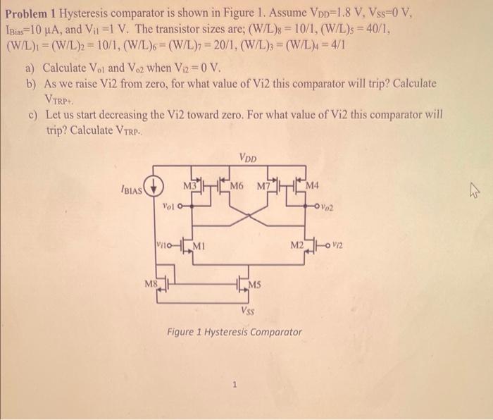 Solved Problem 1 Hysteresis comparator is shown in Figure 1.