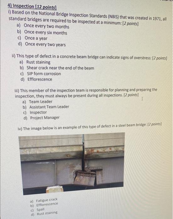 Solved 4) Inspection [12 points] i) Based on the National