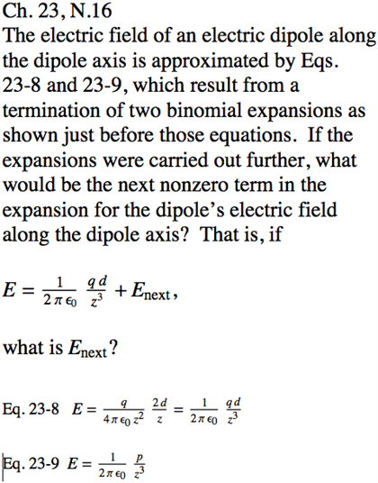 Solved The electric field of an electric dipole along the | Chegg.com